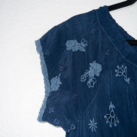 Johnny Was Navy Eyelet‎ Cupra Summer Dress Size Small - Picture 4 of 7